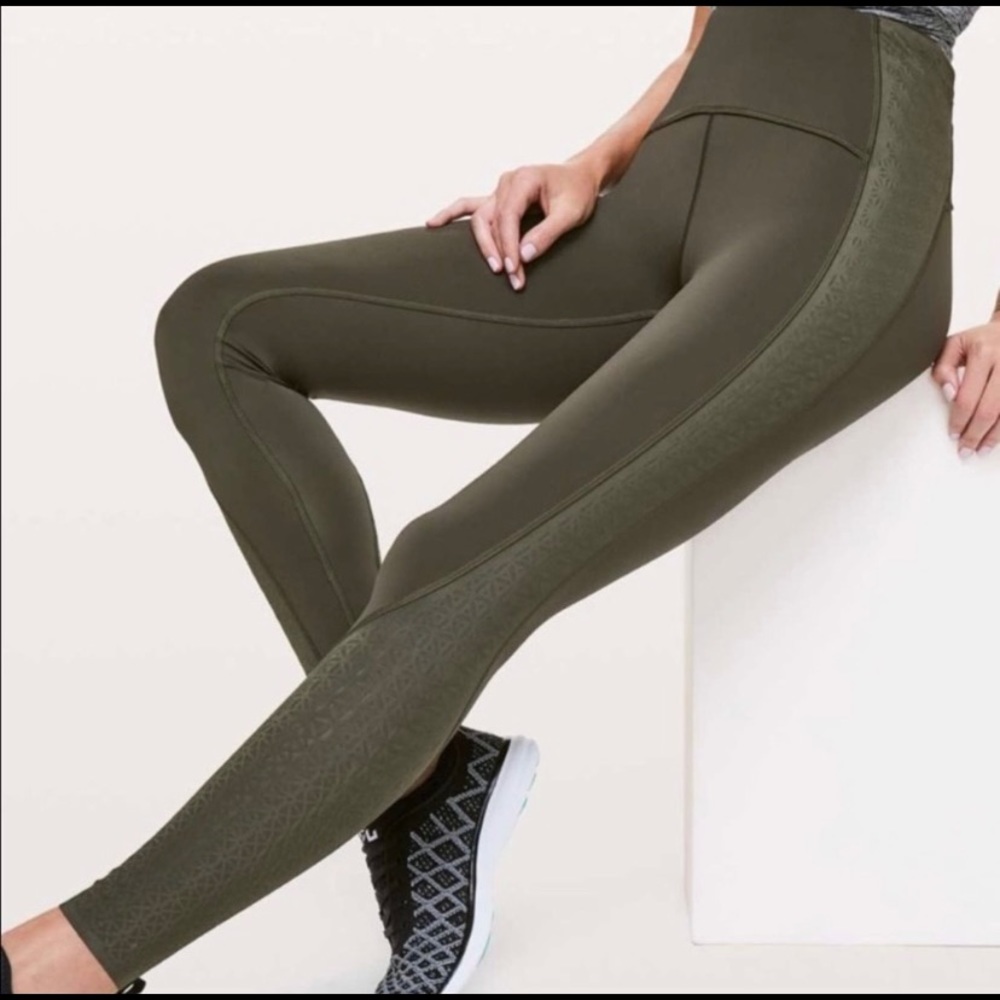 Lululemon Strength & Sweat Tight Dark Olive Pants